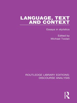 cover image of Language, Text and Context